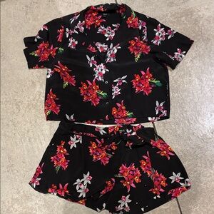 Rails Black Orchid Two-Piece Silk Set